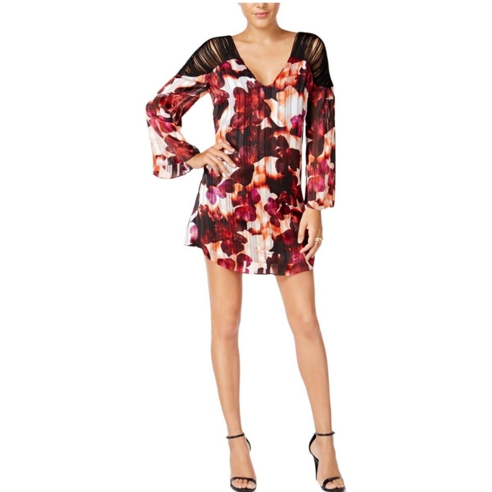 ♥︎ GUESS ♥︎ Floral Bellissa Strappy Shoulder Dress Floating Orchids X-Small